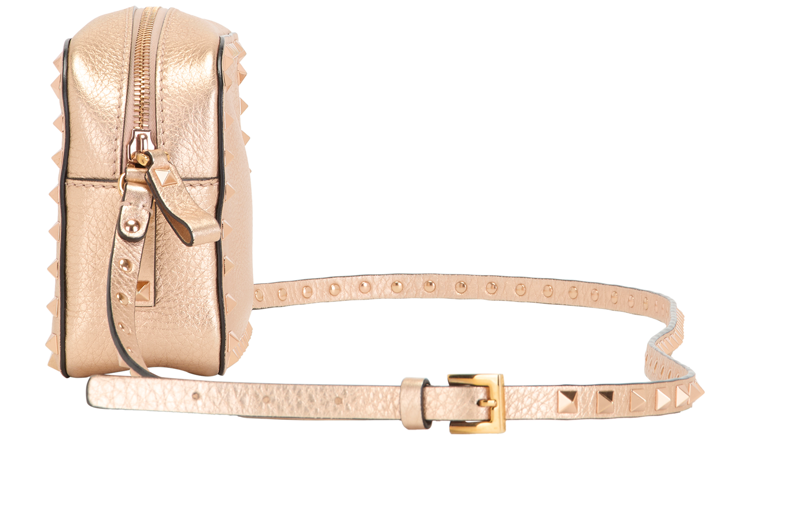 Rockstud Camera Crossbody, &pound;495, Handbags, Rose Gold, Leather, Bottom view